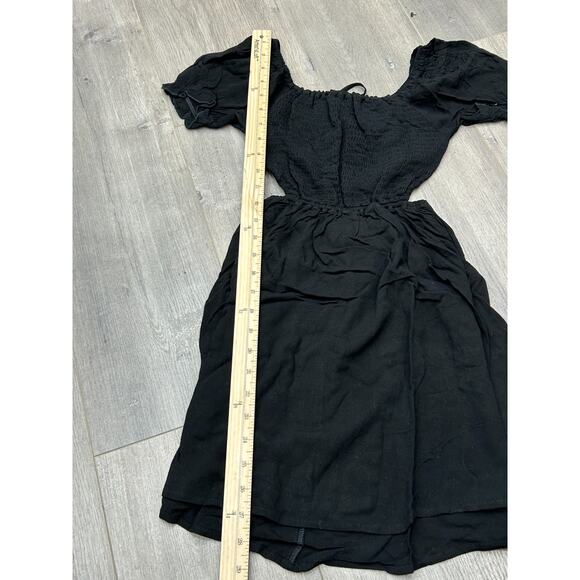 NWT Rachel Parcell Womens Black Wash Crepe Open Back Smocked Mini Dress Size XS - Picture 11 of 11